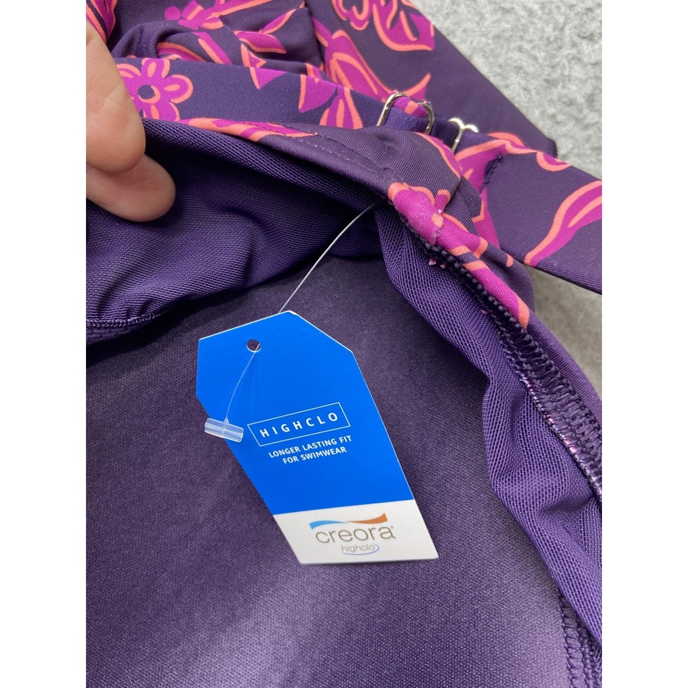 Lands’ End Tankini Swim Top Purple Pink Floral Empire Waist Plus Size - Picture 6 of 11